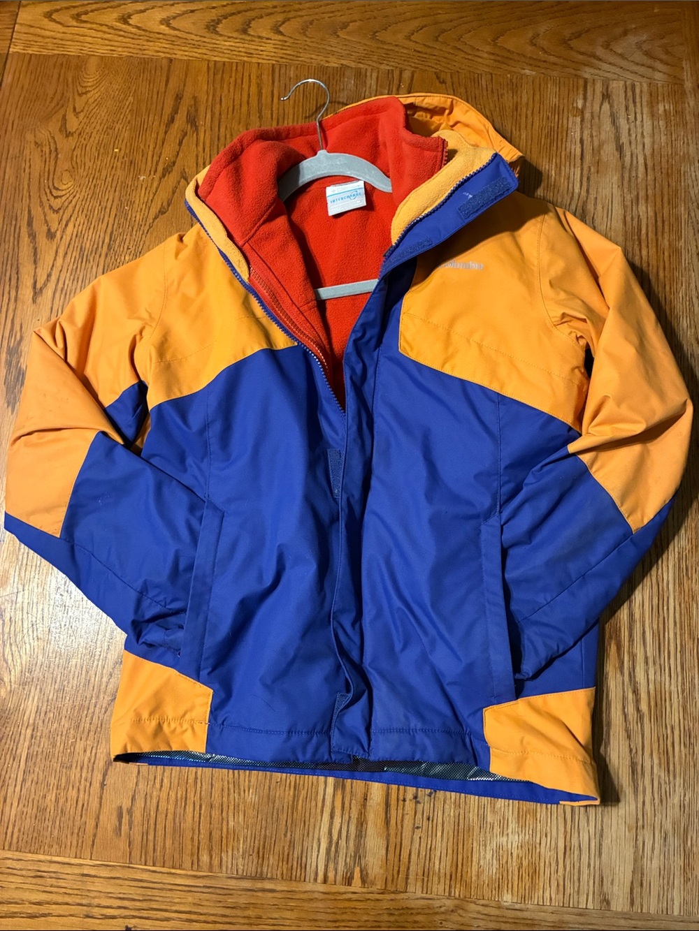 Columbia Kids Blue and Orange Colorblock Rain Jacket